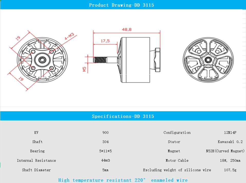 EXTREME RC DD-3115 900KV Brushless Drone Motor FPV drone motors fpr 10 inch Fpv Drone Motors