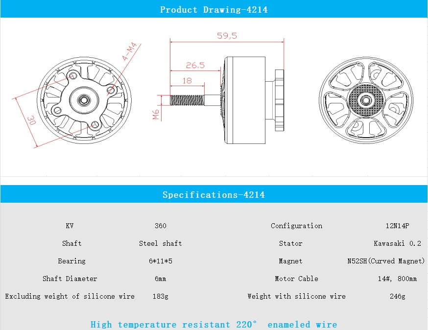 EXTREME RC  Z1-4214 360KV/450KV/660KV Brushless Drone Motor fpr 13 inch Fpv Drone Motors