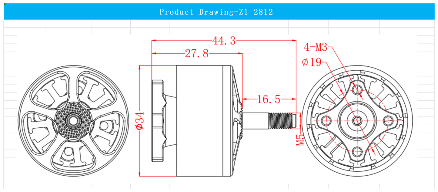 EXTREME RC Z1-2812 925KV/1100KV/1325KV FPV Drone Brushless motor for 8 inch Fpv Drone